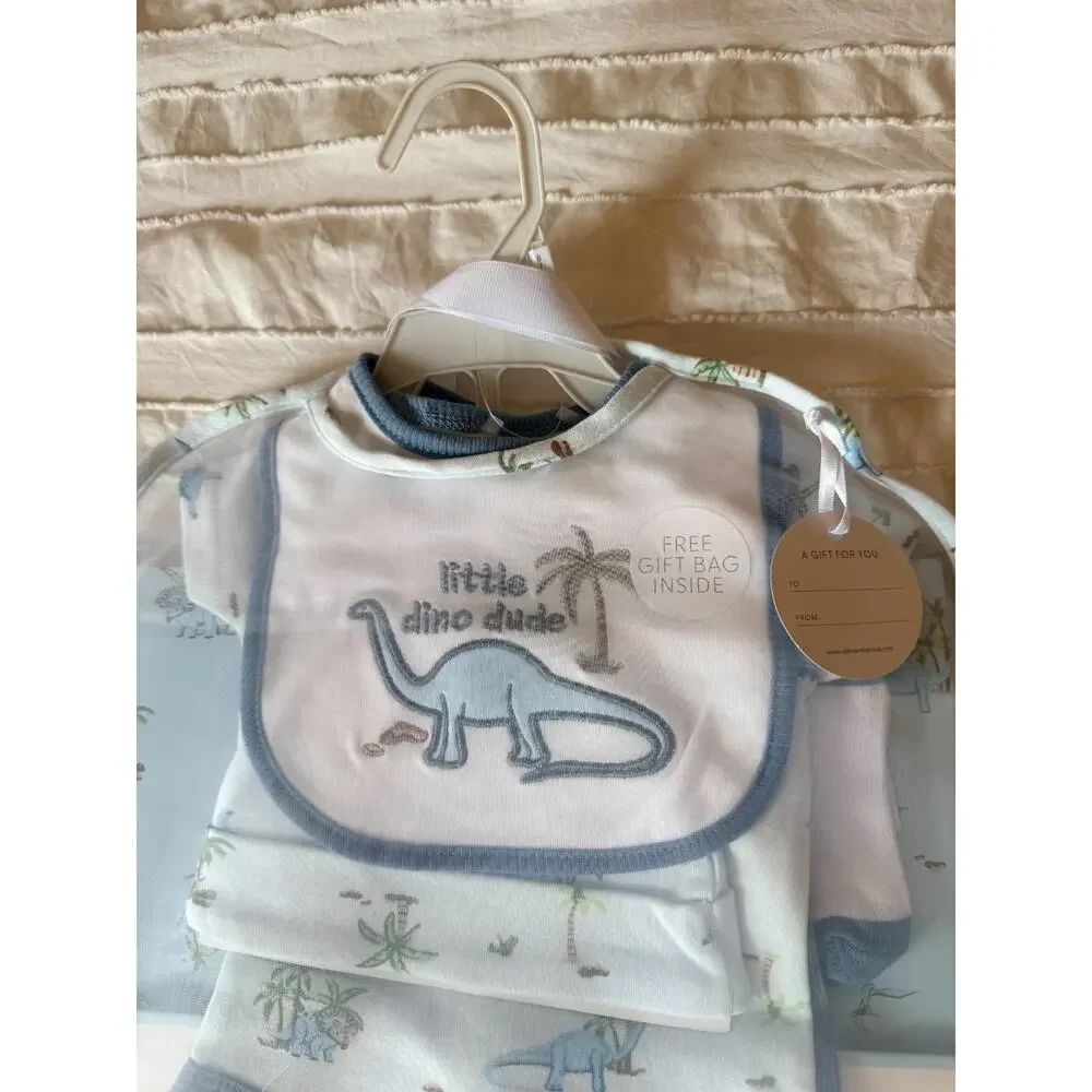 Kyle & Deena Baby Boy 0-3M Dinosaur Gift Set Little Dino Dude NWT Gift Bag